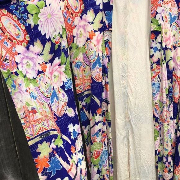 Vintage 1940’s Japanese Yukata Kimono Purple floral size S - Picture 10 of 13